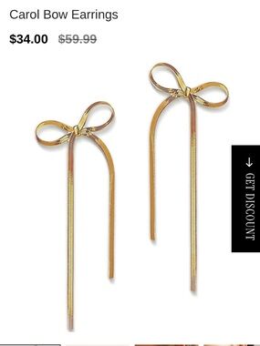 Carol Bow Drop Earrings - Gold Tone
